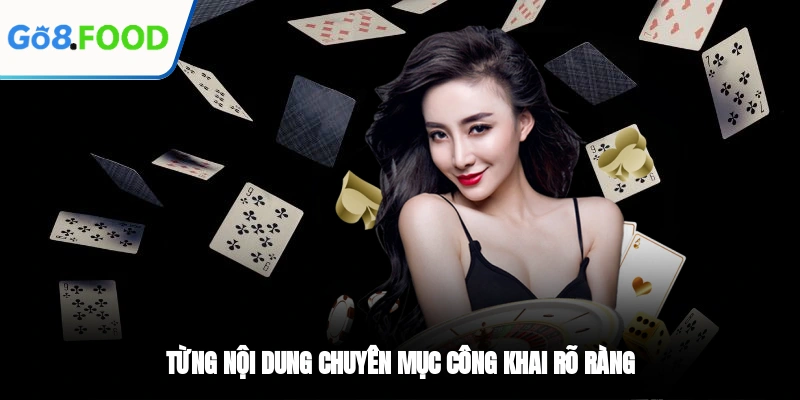 Từng nội dung chuyên mục công khai rõ ràng